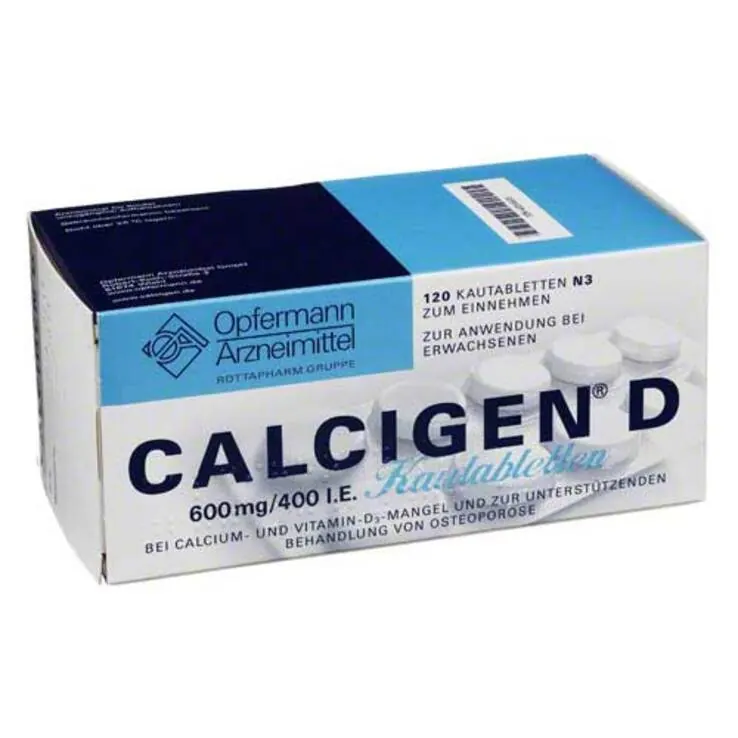 Calcigen D 600 mg / 400 I.E. Kautabletten, 120 St