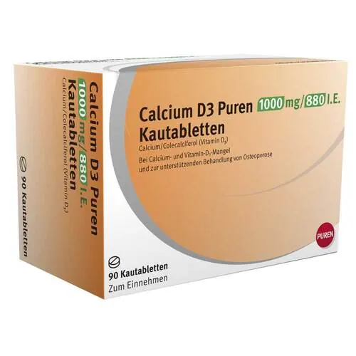 Calcium D3 Puren 1000 mg / 880 I.E. Kautabletten, 90 St