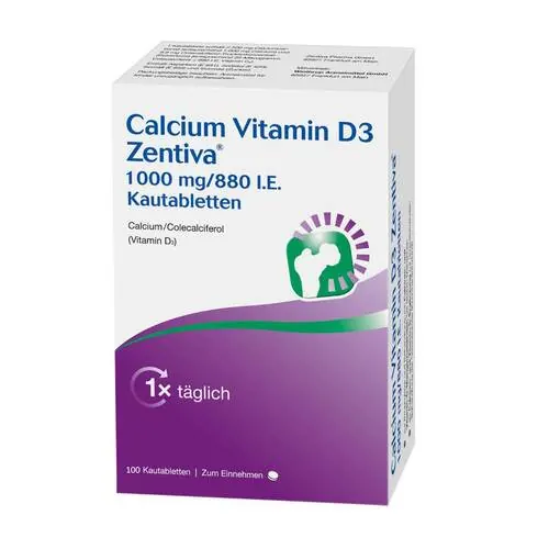 Calcium Vitamin D3 Zentiva 1000 mg / 880 I.E. Kautab, 100 St