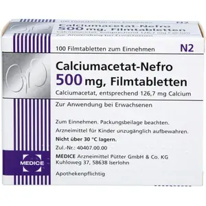 CALCIUMACETATNEFRO500mgFilmtabletten100St