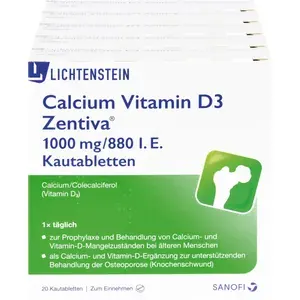CALCIUMVITAMIND3Zentiva1000mg/880I.E.Kautab100St