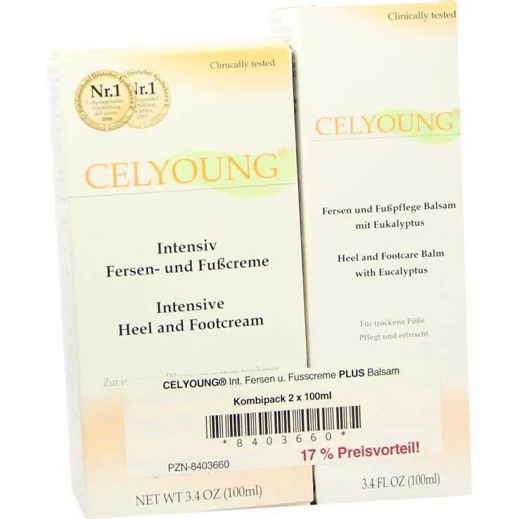 Celyoung Intensiv Fersen- und Fußcreme + Balsam Kombipackung, 1 St