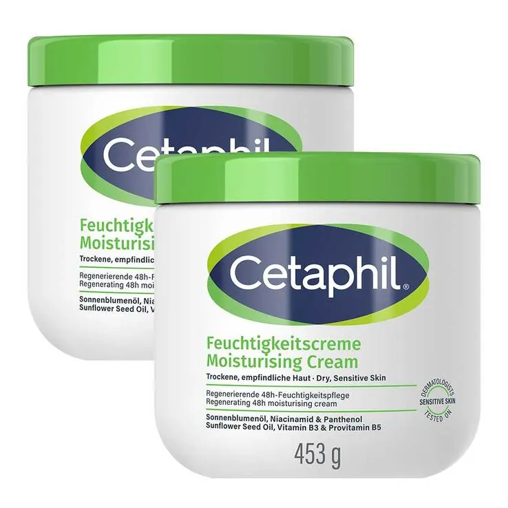 Cetaphil Feuchtigkeitscreme für trockene, empfindliche Haut, 2x456 ml