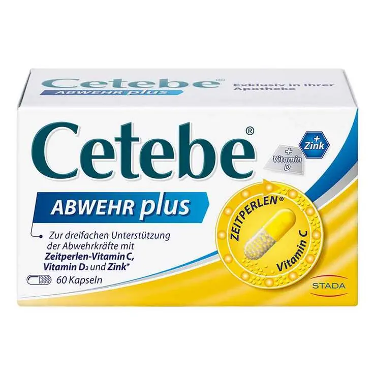 Cetebe Abwehr plus Vitamin C + Vitamin D3 + Zink Kapseln, 60 St