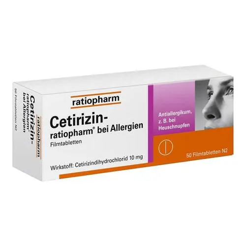 Cetirizin-ratiopharm bei Allergien 10 mg Filmtabletten , 50 St