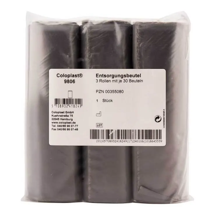 Coloplast Entsorgungsbeutel grau 3 Rollen a 30Stück Art.Nr. 9806, 90 St