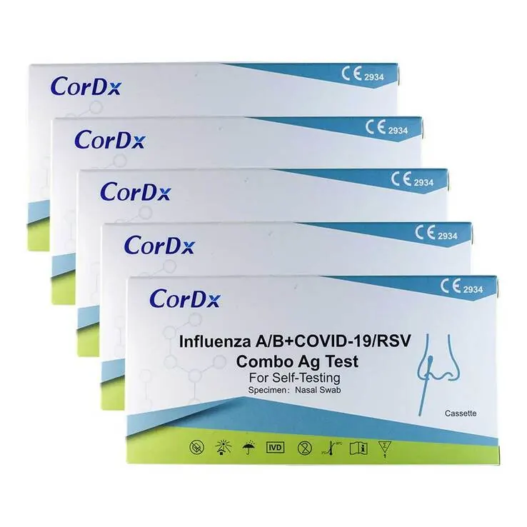 Cordx Influenza A / B + Covid-19 / RSV Combo Ag Laie Kombi Nasentest, 5x1 St