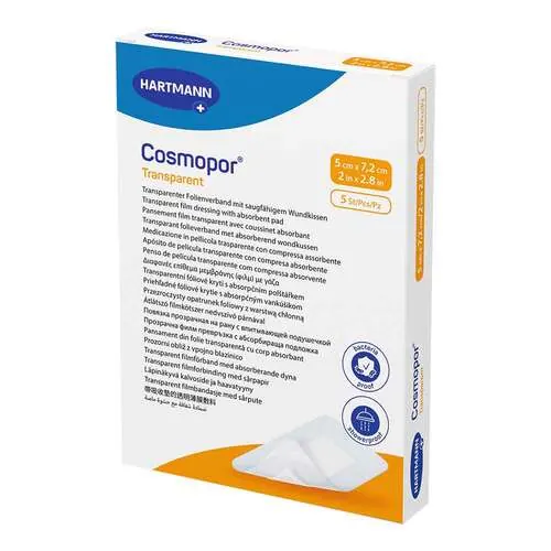 COSMOPOR transparent Folienverband 5x7,2 cm steril, 5 St