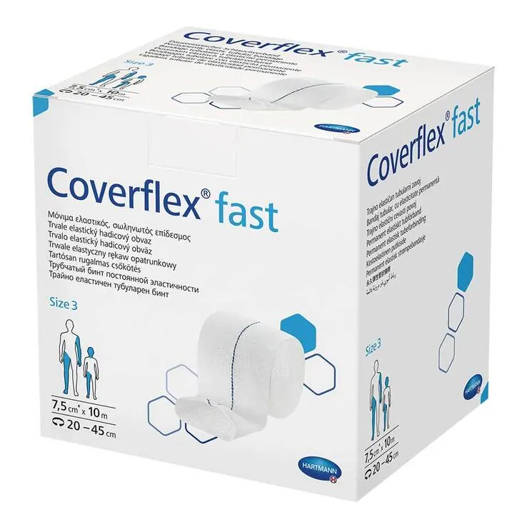 Coverflex fast Schlauchverband Größe 3 7,5 cmx10 m weiß, 1 St