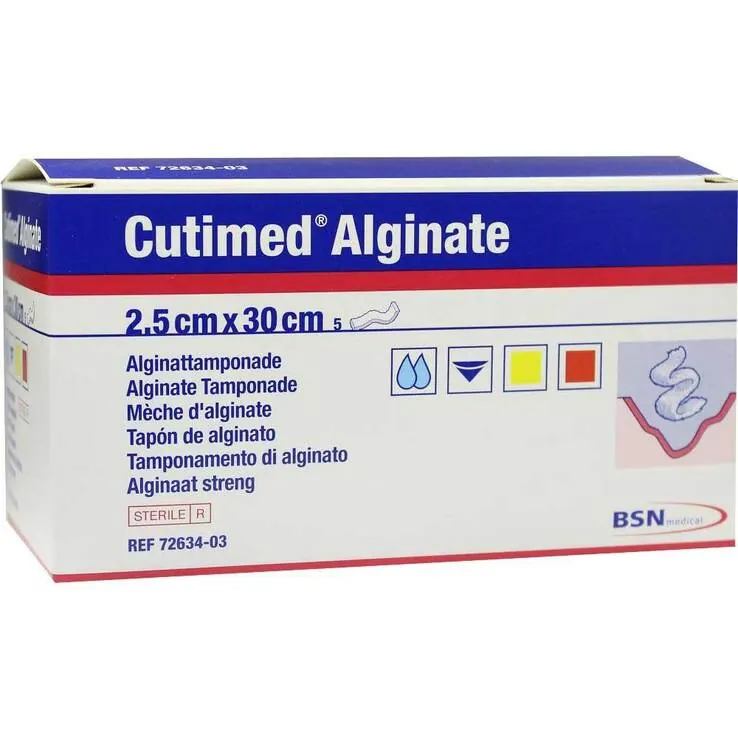 Cutimed Alginate Alginattamponade 2,5x30cm, 5 St