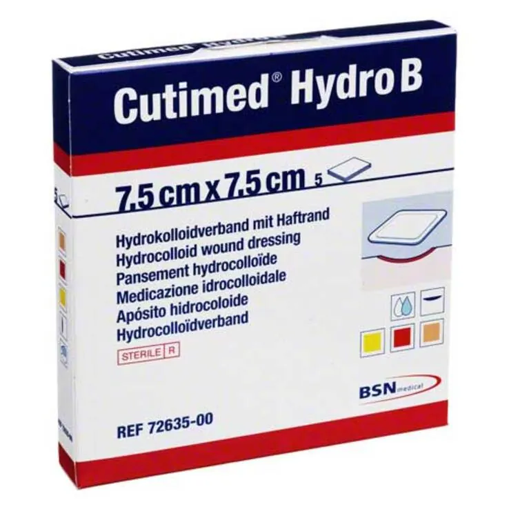 Cutimed Hydro B Hydrok.Ver.7,5x7,5cm mit Haftrand, 5 St