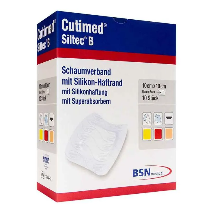 Cutimed Siltec B Schaumverband 10x10 cm mit Haftrand , 10 St