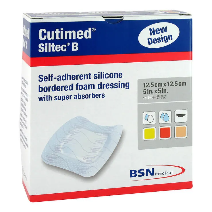 Cutimed Siltec B Schaumverband 12,5x12,5 cm mit Haftrand , 10 St