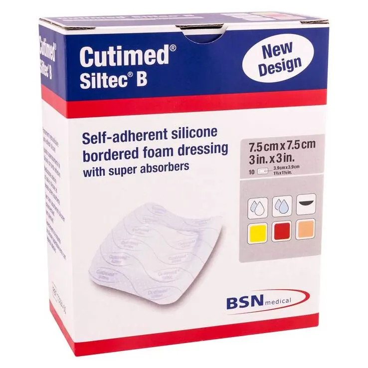 Cutimed Siltec B Schaumverband 7,5x7,5 cm mit Haftrand , 10 St