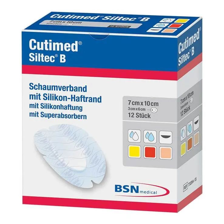 Cutimed Siltec B Schaumverband 7x10 cm oval, 12 St