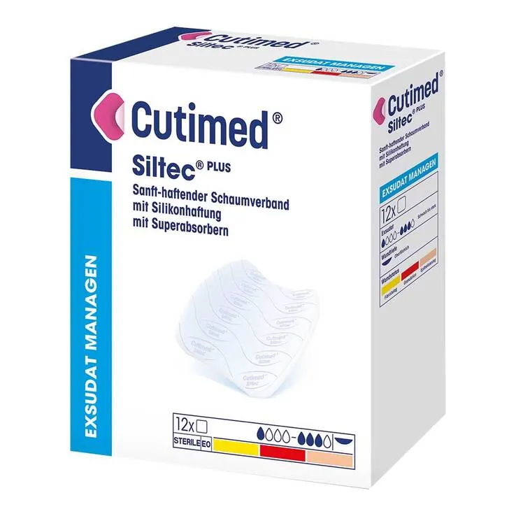 Cutimed Siltec Plus Schaumverband 20x20 cm haftend, 6 St