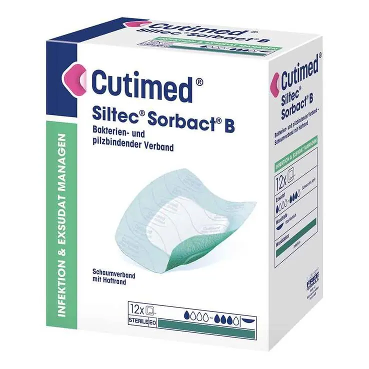 Cutimed Siltec Sorbact B PU-Verband 10x10 cm, 12 St