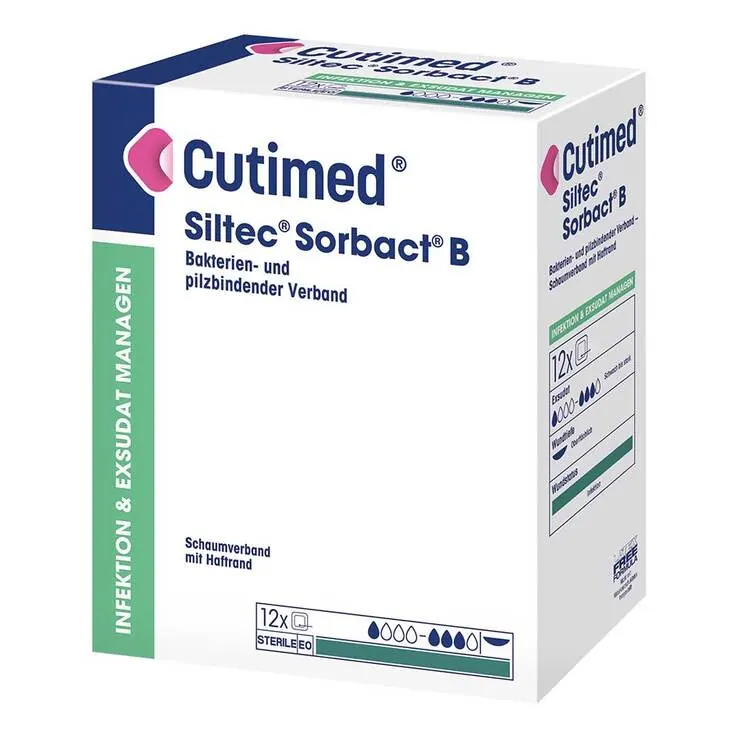 Cutimed Siltec Sorbact PU-Verband 10x22,5 cm, 12 St