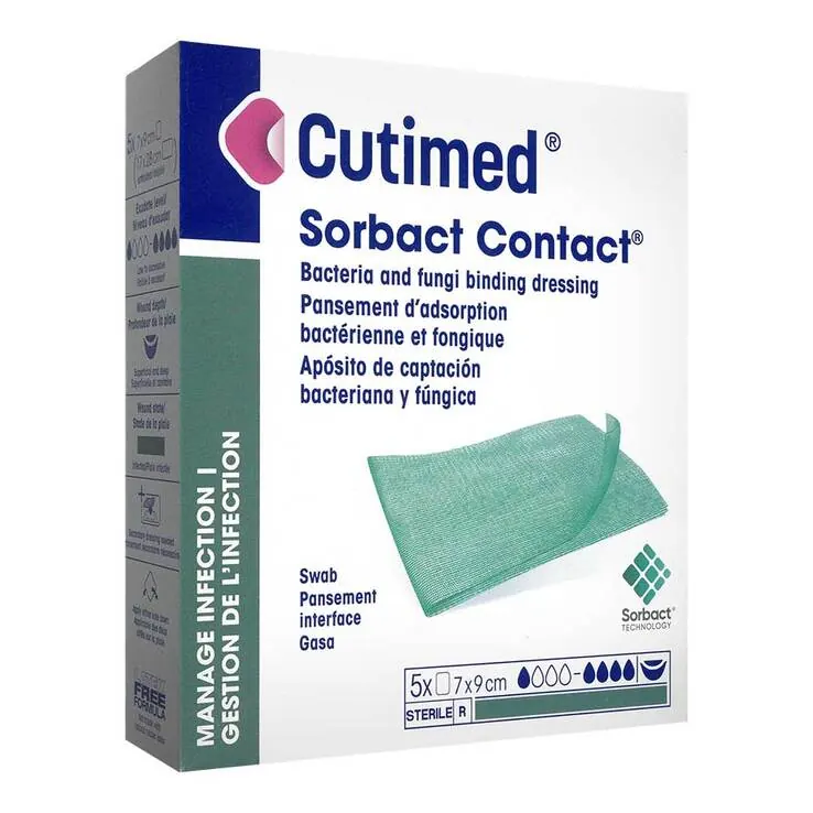 Cutimed Sorbact Contact Kompressen 7x9 cm, 5 St