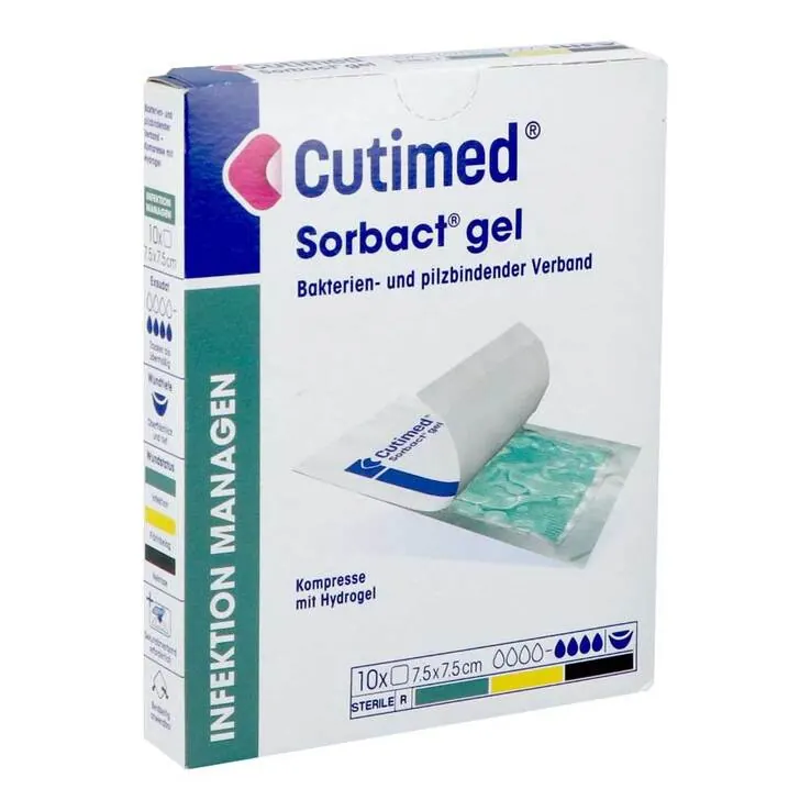 Cutimed Sorbact Gel Kompressen 7,5x7,5 cm, 10 St