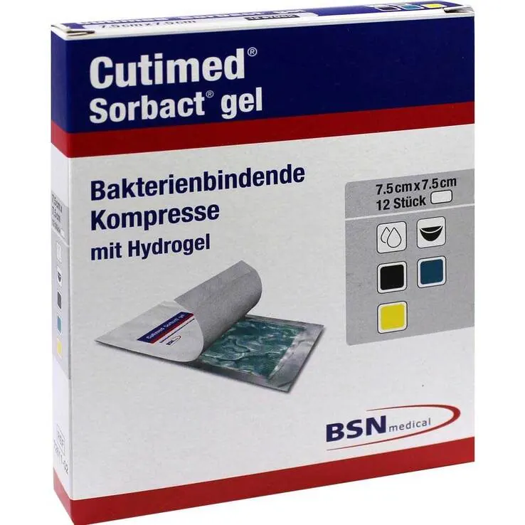 Cutimed Sorbact Gel Kompressen 7,5x7,5 cm, 12 St