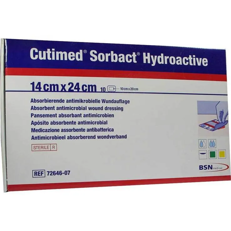 Cutimed Sorbact Hydroactive Kompressen 14x24 cm, 10 St