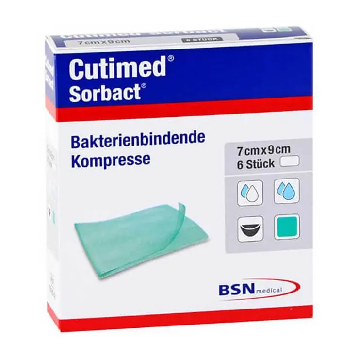 Cutimed Sorbact Kompressen 4x6 cm, 6 St