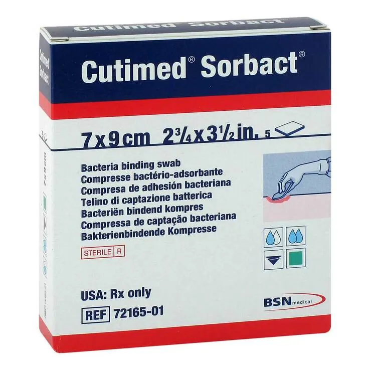Cutimed Sorbact Kompressen 7x9 cm steril, 5 St