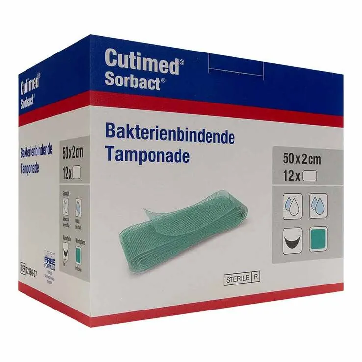 Cutimed Sorbact Tamponaden 2x50 cm, 12 St