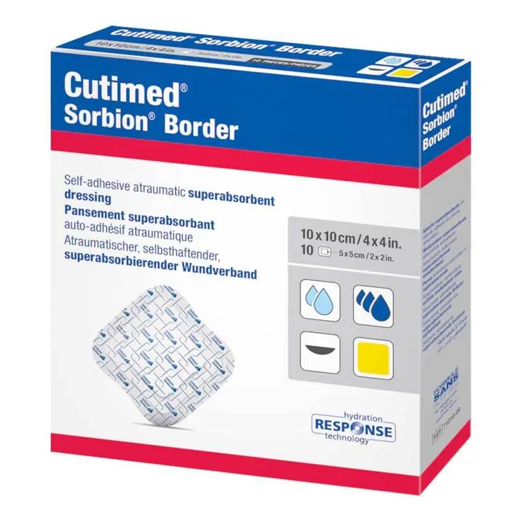Cutimed Sorbion Border Wundauflage 10x10 cm steril, 12 St