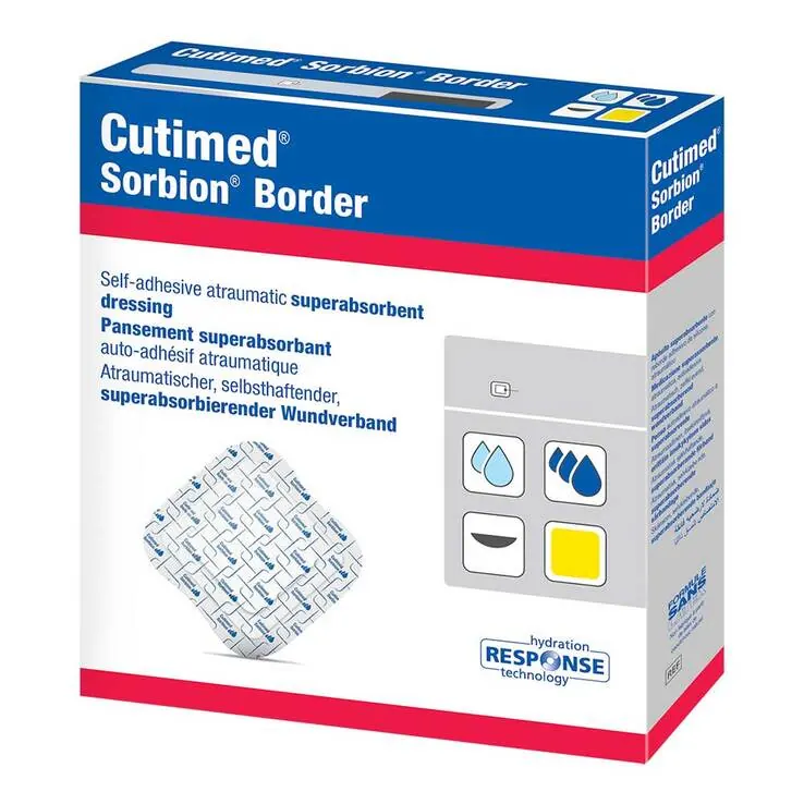 Cutimed Sorbion Border Wundauflage 15x15 cm steril, 12 St