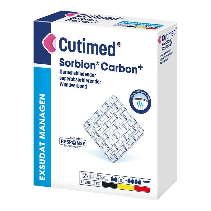 Cutimed Sorbion Carbon Wundverband 15x15 cm steril, 12 St
