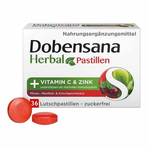 Dobensana Herbal Kirschgeschm.Vitamin C & Zink Pastil., 36 St