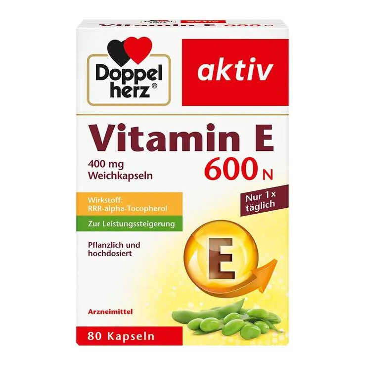 Doppelherz aktiv Vitamin E 600 N Weichkapseln, 80 St