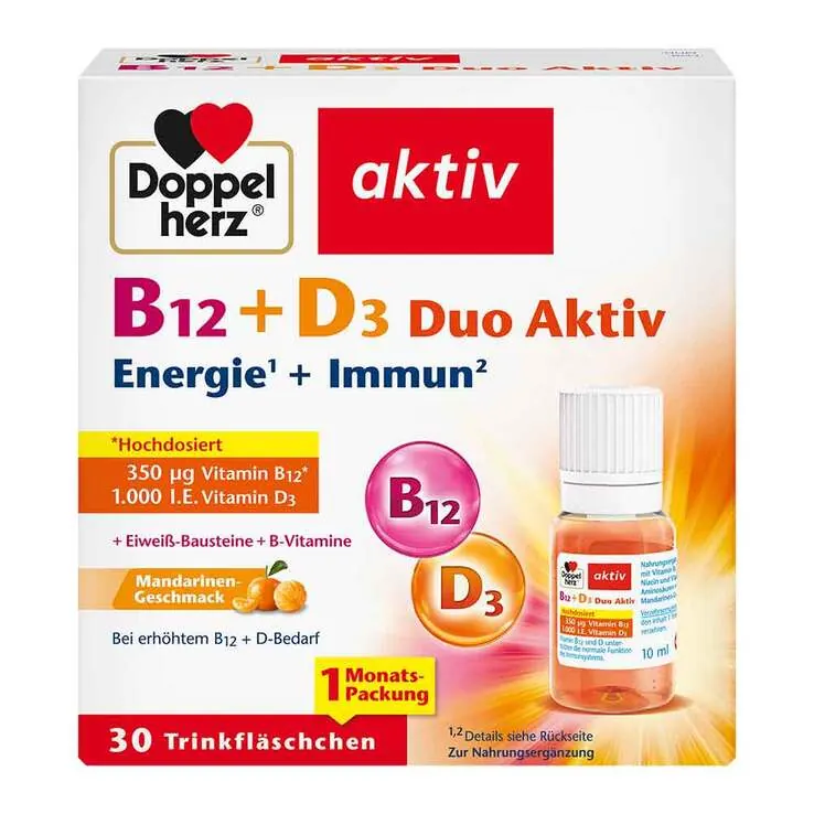 Doppelherz B12 + D3 Duo Aktiv Trinkampullen, 30 St