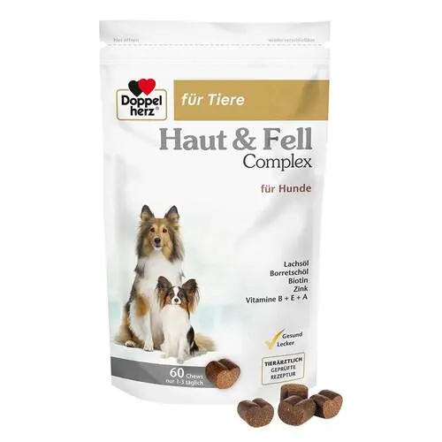 Doppelherz für Tiere Haut&Fell Compl.Chews für Hunde, 60 St