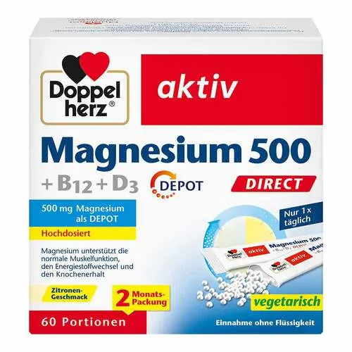 Doppelherz Magnesium 500 + B12+D3 Depot Direct Pell., 60 St