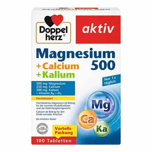 Doppelherz Magnesium 500 + Calcium+Kalium Tabletten, 100 St