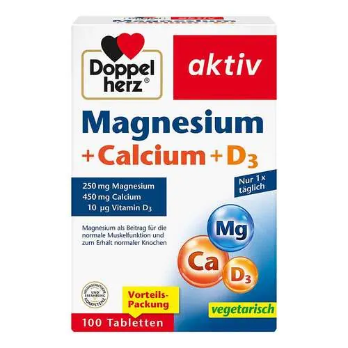 Doppelherz Magnesium + Calcium+D3 Tabletten, 100 St