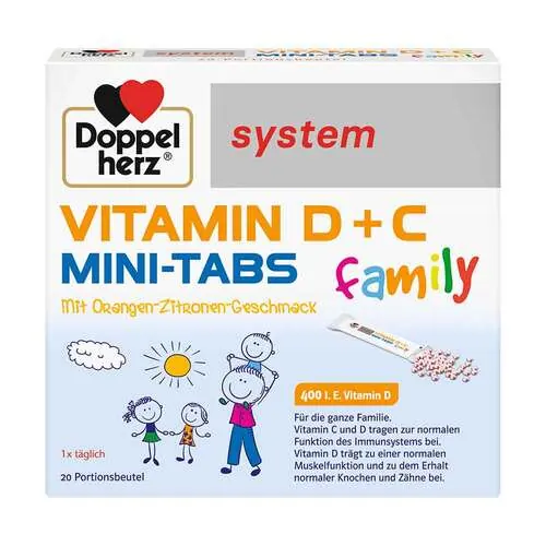 Doppelherz Vitamin D + C Mini-Tabs family system, 20 St