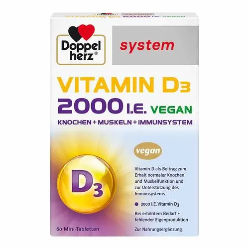 Doppelherz Vitamin D3 2000 I.E. vegan system Tabletten , 60 St