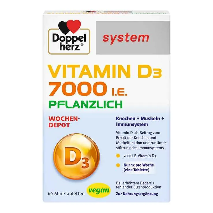 Doppelherz Vitamin D3 7000 I.E. pflanzlich sys.TAB, 60 St