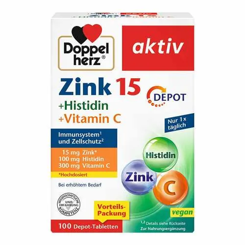 Doppelherz Zink 15 mg + Histidin+Vitamin C Depot aktiv, 100 St