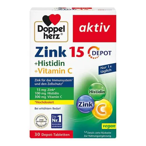 Doppelherz Zink 15 mg + Histidin+Vitamin C Depot aktiv, 30 St