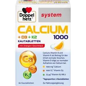 DOPPELHERZCalcium1000+D3+K2systemKautabletten60Stück