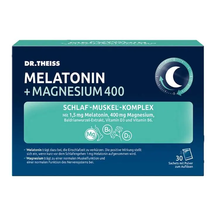 Dr. Theiss Melatonin + Magnesium 400 Schlaf-Komplex Pulver, 30X5 g