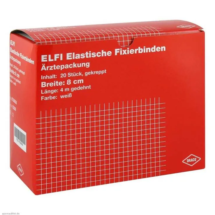 Dracoelfi elastisch Fixierbinde 8cmx4m gekreppt, 20 St