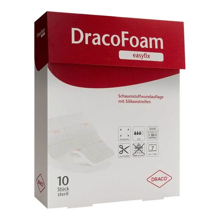 Dracofoam easyfix Schaumstoff Wundauflage 10x20 cm, 10 St