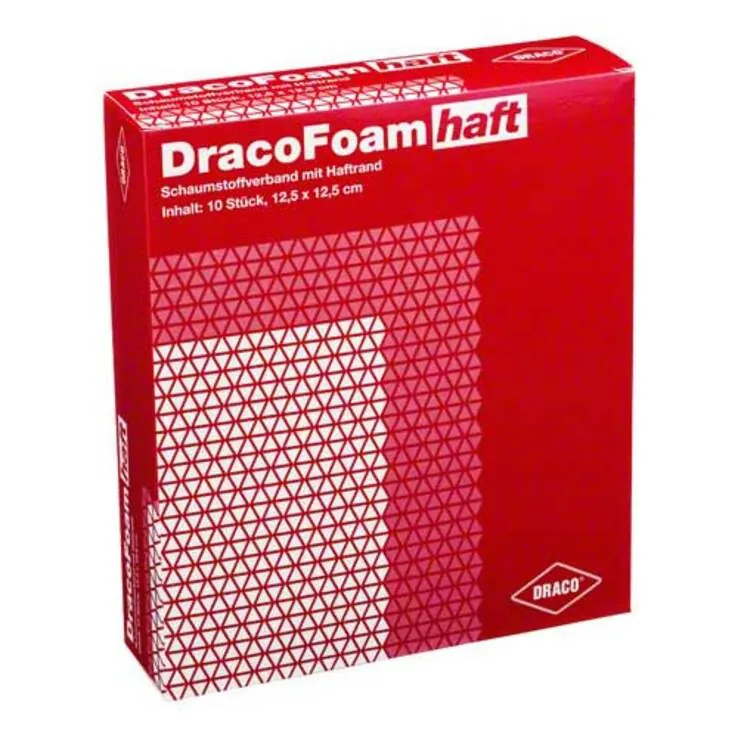 Dracofoam Haft Schaumstoff Wundauflage 12,5x12,5cm, 10 St