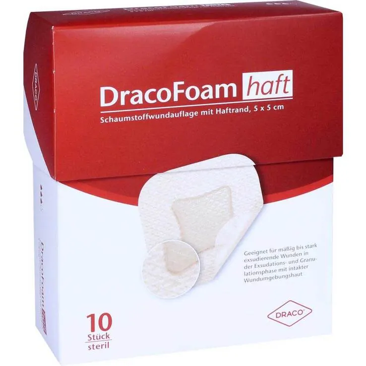 Dracofoam Haft Schaumstoff Wundauflage 5x5 cm, 10 St